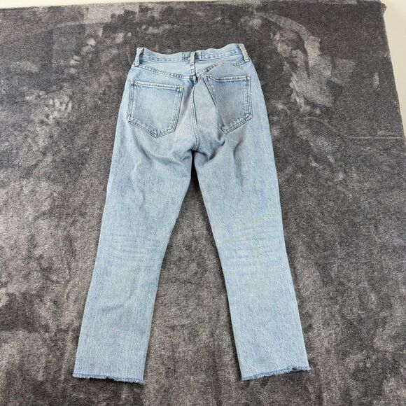 AGOLDE Light Blue Denim Jeans Cropped Raw Hem Button Fly Women's 25X24 - Picture 5 of 12